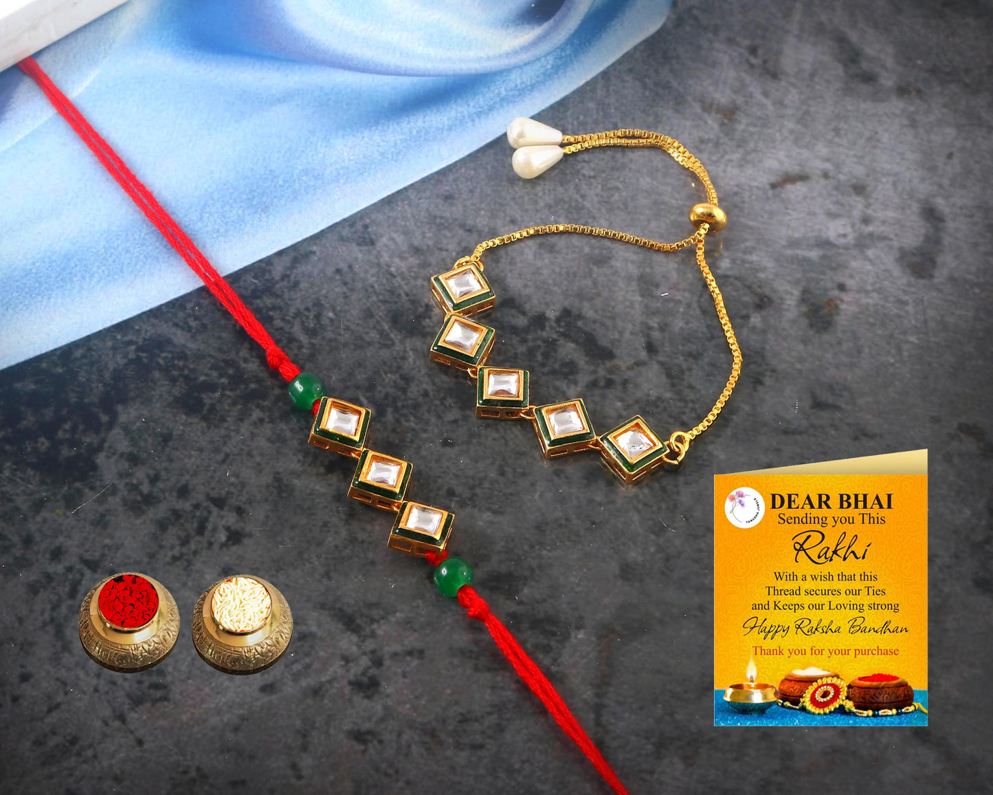 Tanusha Jewels Bhaiya Bhabhi Rakhi Set