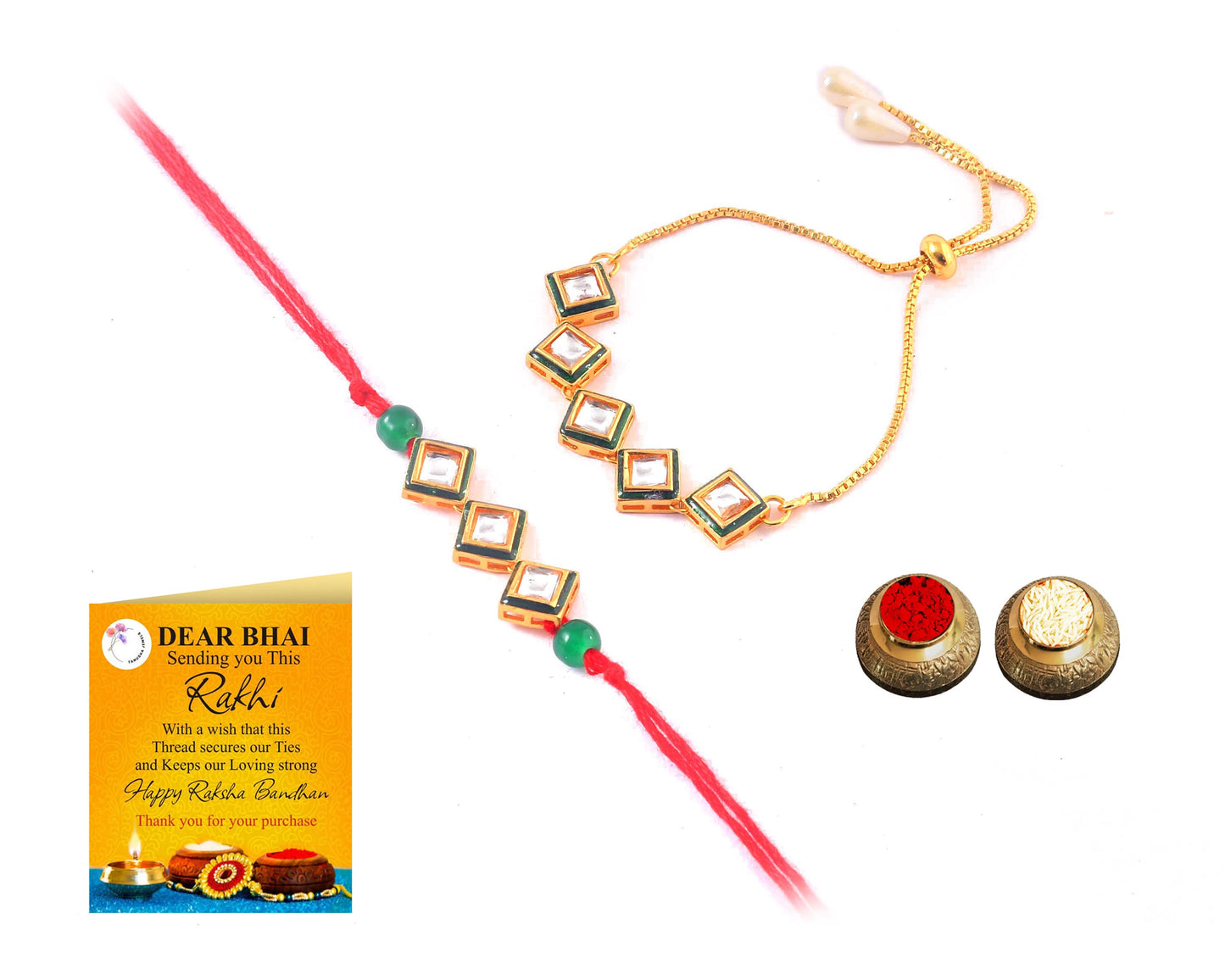 Tanusha Jewels Bhaiya Bhabhi Rakhi Set