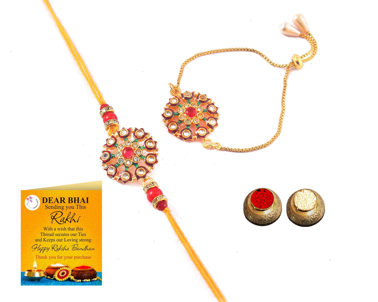 Tanusha Jewels Bhaiya Bhabhi Rakhi Set