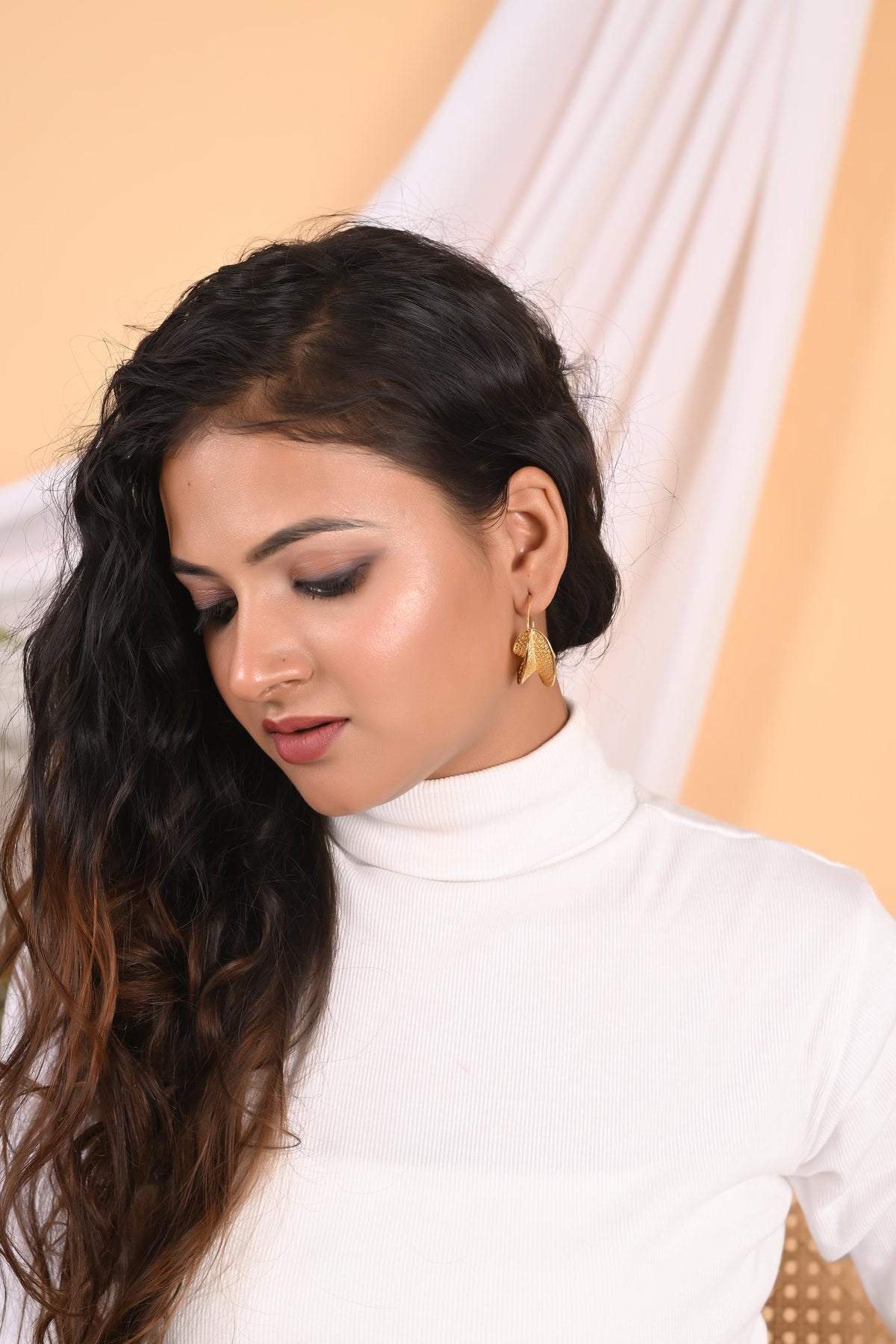Gold Plated Brass Hoop Earrings Statement Jewelry for women