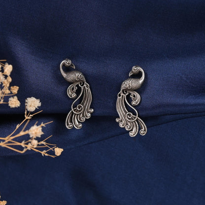 Handmade silver Ear cuffs for Women, Peacock Earrings