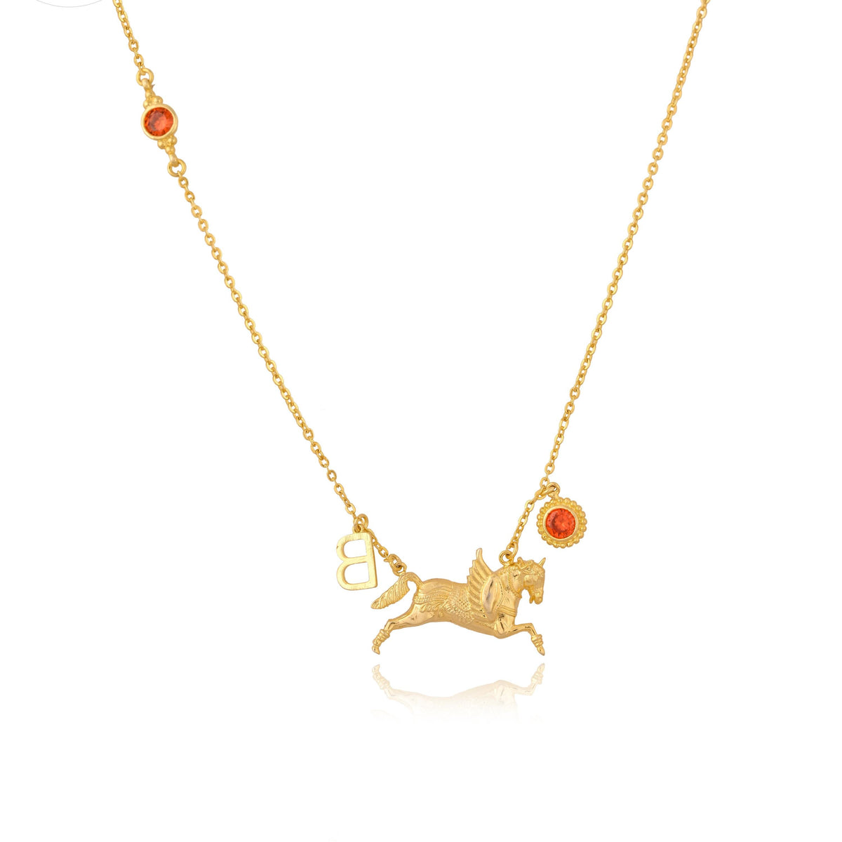 Custom Birthstone Initial Necklace: Personalized Gold Plated Brass Jewelry