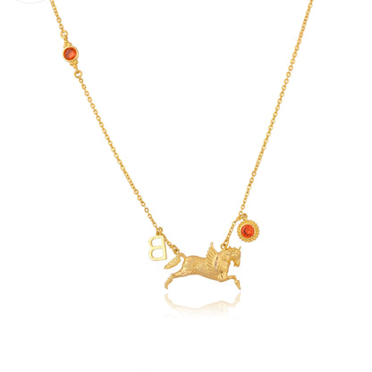 Custom Birthstone Initial Necklace: Personalized Gold Plated Brass Jewelry