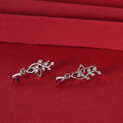 Silver Zircon Stud Earrings for Women