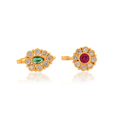 Gold Plated Non Piercing Nose Studs: American Diamond Set of 2