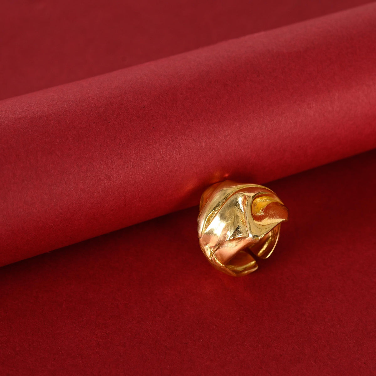 Handmade Gold Plated Adjustable Statement Ring for Women & Girls