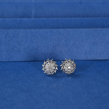 Handmade Silver Studs for Women, Zircon Studded Earrings