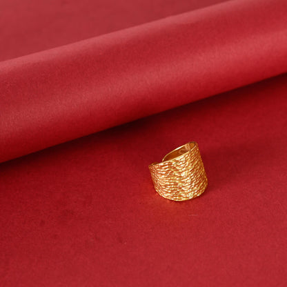 Gold Plated Adjustable Statement Ring for Women & Girls