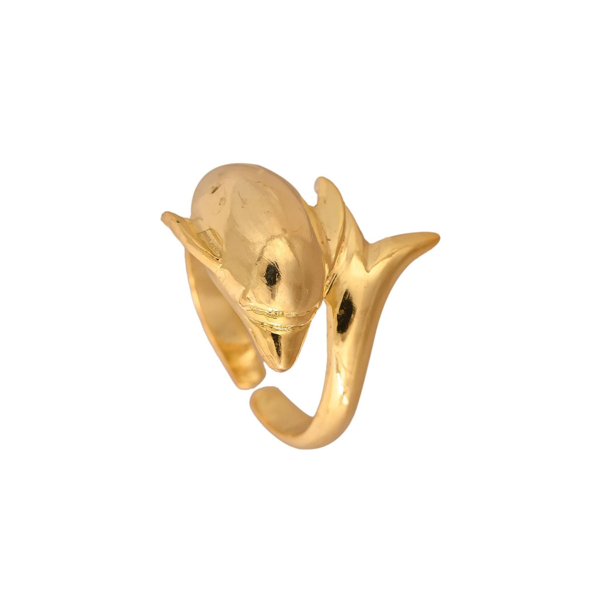 Handmade Dolphin Gold Plated Adjustable Statement Ring for Women & Girls