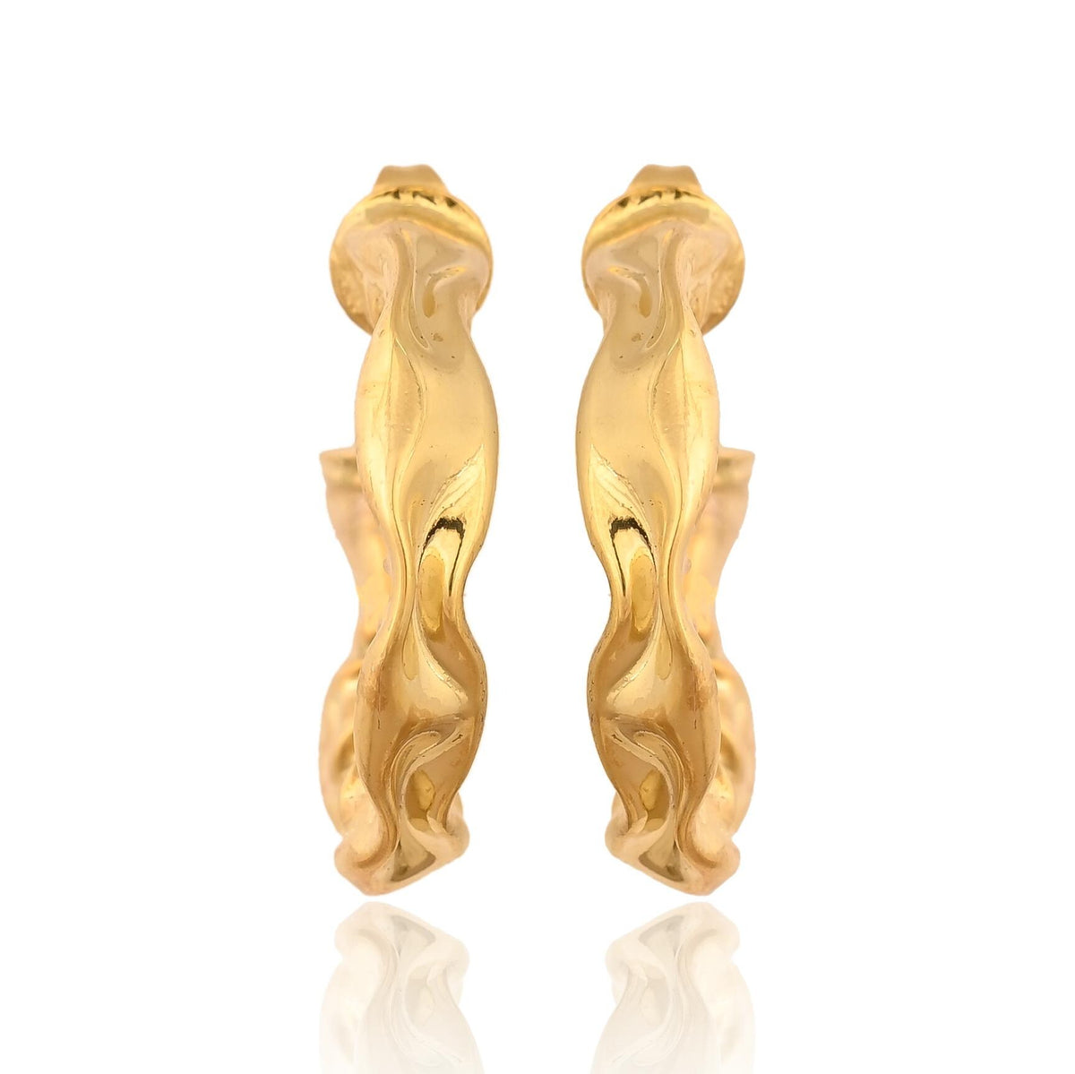 Gold Plated Brass Hoop Earrings: Asymmetrical Statement Jewelry