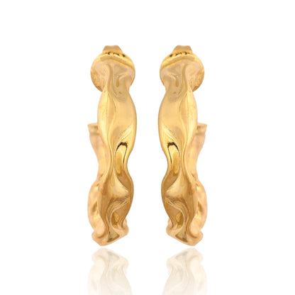 Gold Plated Brass Hoop Earrings: Asymmetrical Statement Jewelry