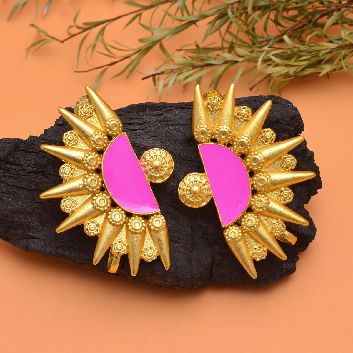 Handcrafted Enamelled Gold-Plated Ear cuffs for Women and Girls