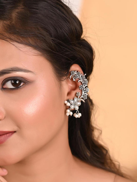 Handmade cuff Earrings for Women, Silver Plated Ear Cuffs for Girls