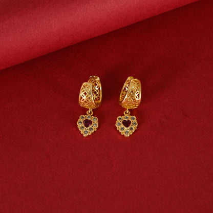 Zircon Heart Hoop Earrings, Gold and Silver Plated