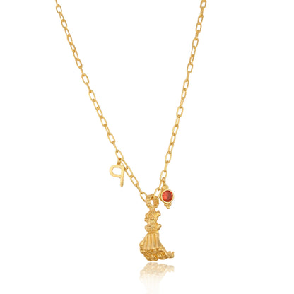 Custom Birthstone Initial Necklace: Personalized Gold Plated Brass Jewelry