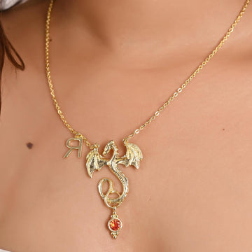 Custom Birthstone Initial Necklace: Personalized Gold Plated Brass Jewelry