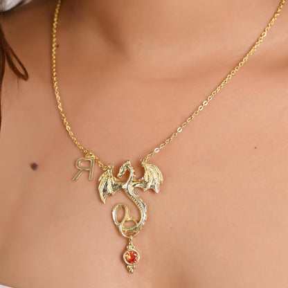 Custom Birthstone Initial Necklace: Personalized Gold Plated Brass Jewelry