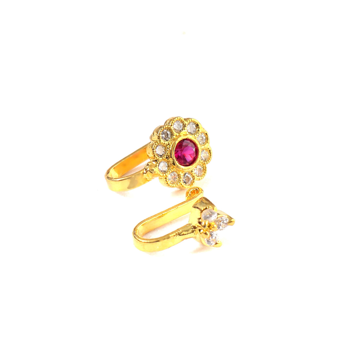 Gold Plated American Diamond Nose Pin Set