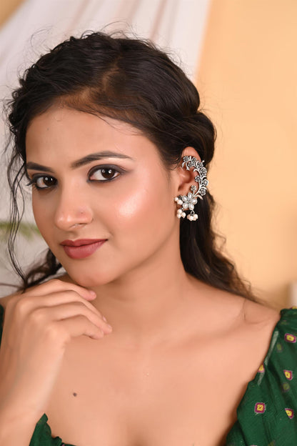 Handmade cuff Earrings for Women, Silver Plated Ear Cuffs for Girls