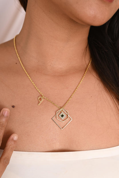 Custom Initial Necklace Personalized Gold Brass Jewelry