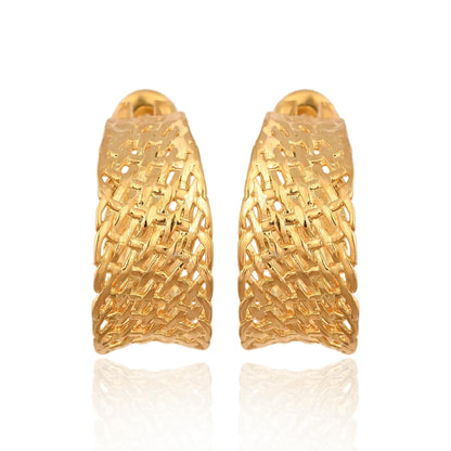 Gold Plated Silver Hoop Earrings: Brass Statement Jewelry