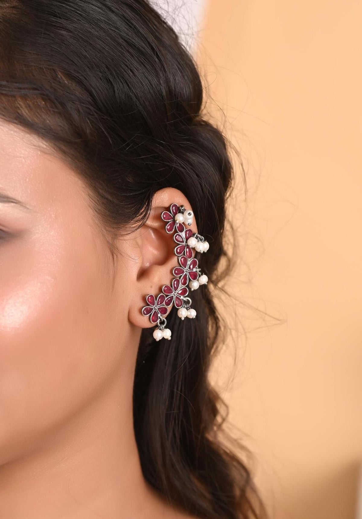 Handmade cuff Earrings for Women, Silver Plated Ear Cuffs for Girls