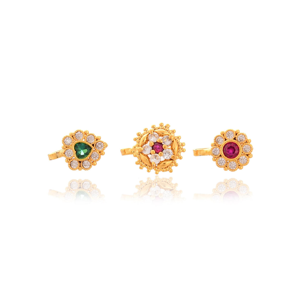 Gold Nose Pin Set for women Pack of 3