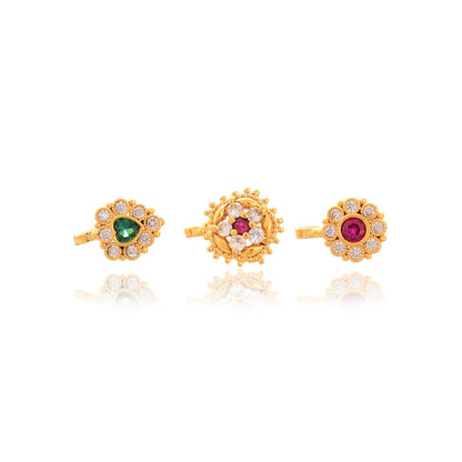 Gold Nose Pin Set for women Pack of 3