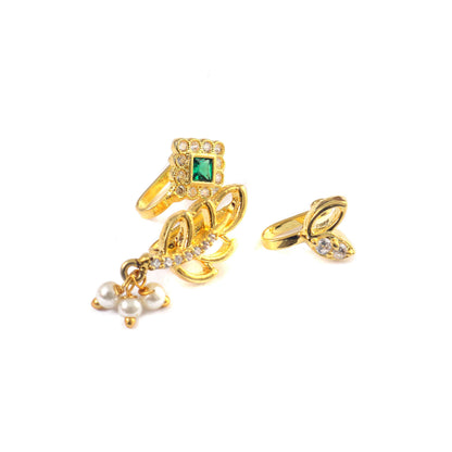 Gold Plated Nose Stud Set, Non-Piercing Nose Jewelry, Pack of 3