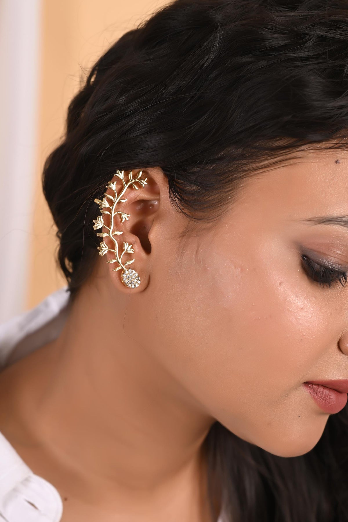 Gold and Silver Zircon Ear cuffs for Women and Girls, Pack of 1
