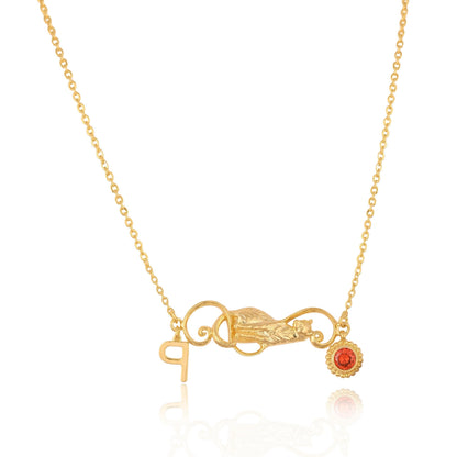 Custom Birthstone Initial Necklace: Personalized Gold Plated Brass Jewelry