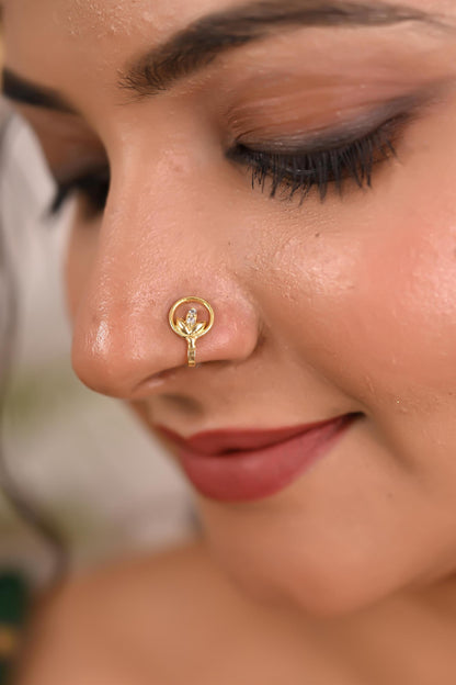 Gold Plated Nose Pin Set for Women / Zircon Studded Nose stud / American Diamond Jewellery
