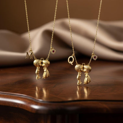 Custom Initial Necklace: Gold Bubble Letter Necklace