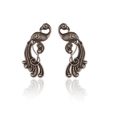 Handmade silver Ear cuffs for Women, Peacock Earrings