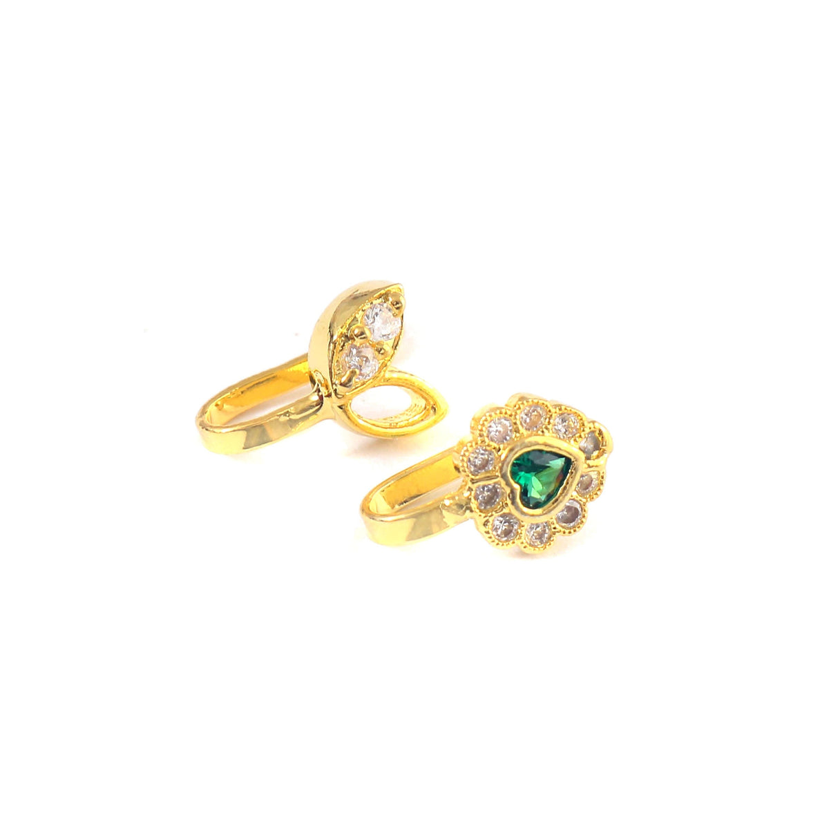 Handmade Gold Plated Zircon Nose Stud for Women and Girls Pack of 2