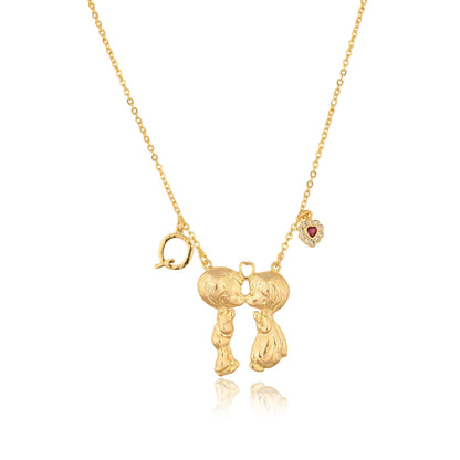 Custom Initial Necklace: Gold Bubble Letter Necklace