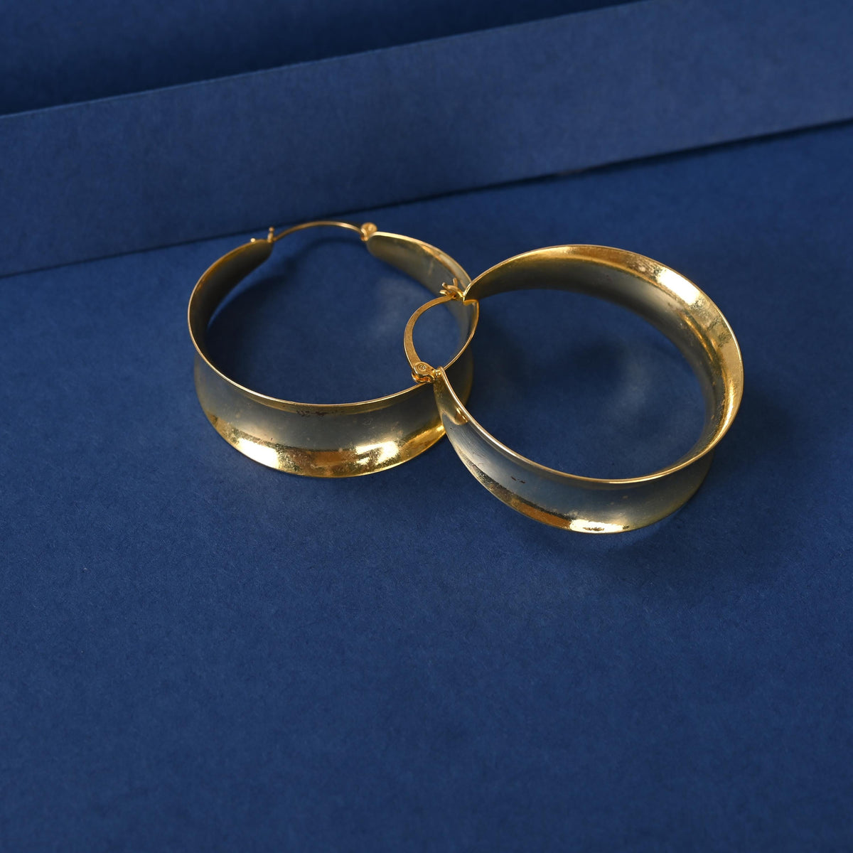 Gold Plated Brass Hoop Earrings: Asymmetrical Statement Jewelry