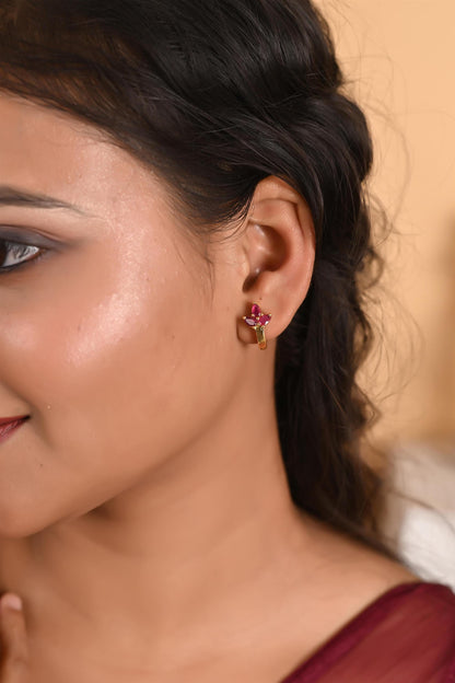Gold Plated Zircon Stud Earrings for Women