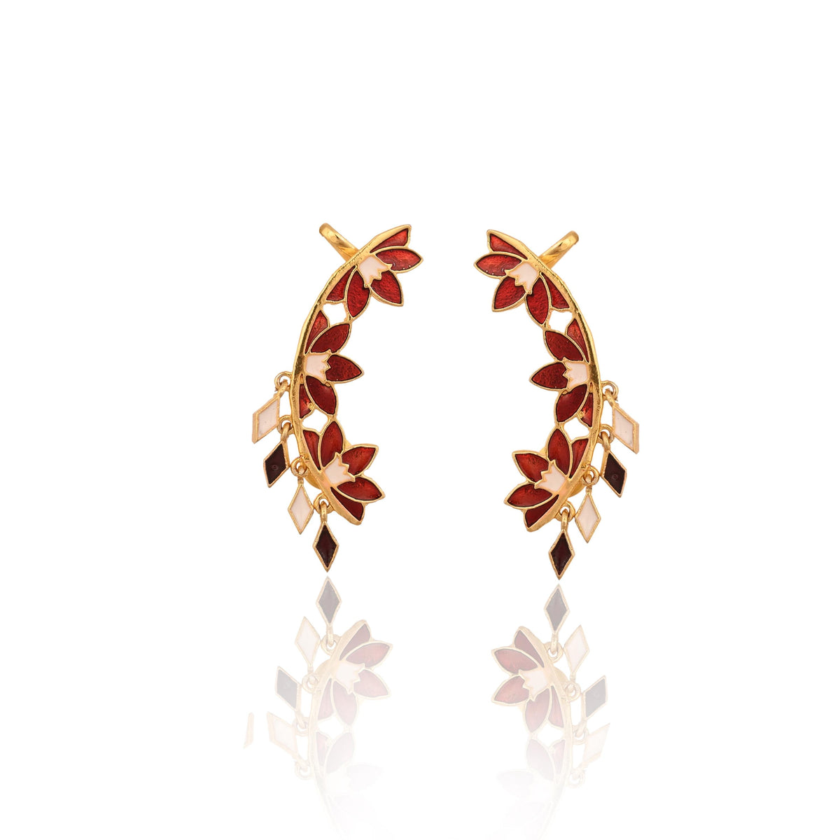 Handmade Enamelled Gold Plated Ear cuffs for Women and Girls