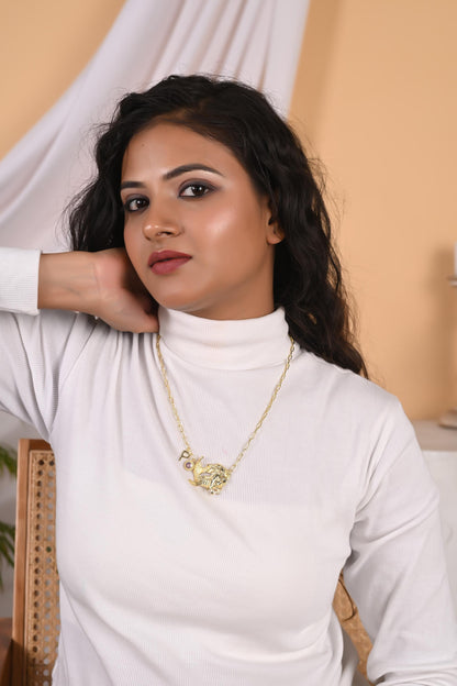 Custom Birthstone Initial Mermaid Necklace: Personalized Gold Plated Brass Jewelry