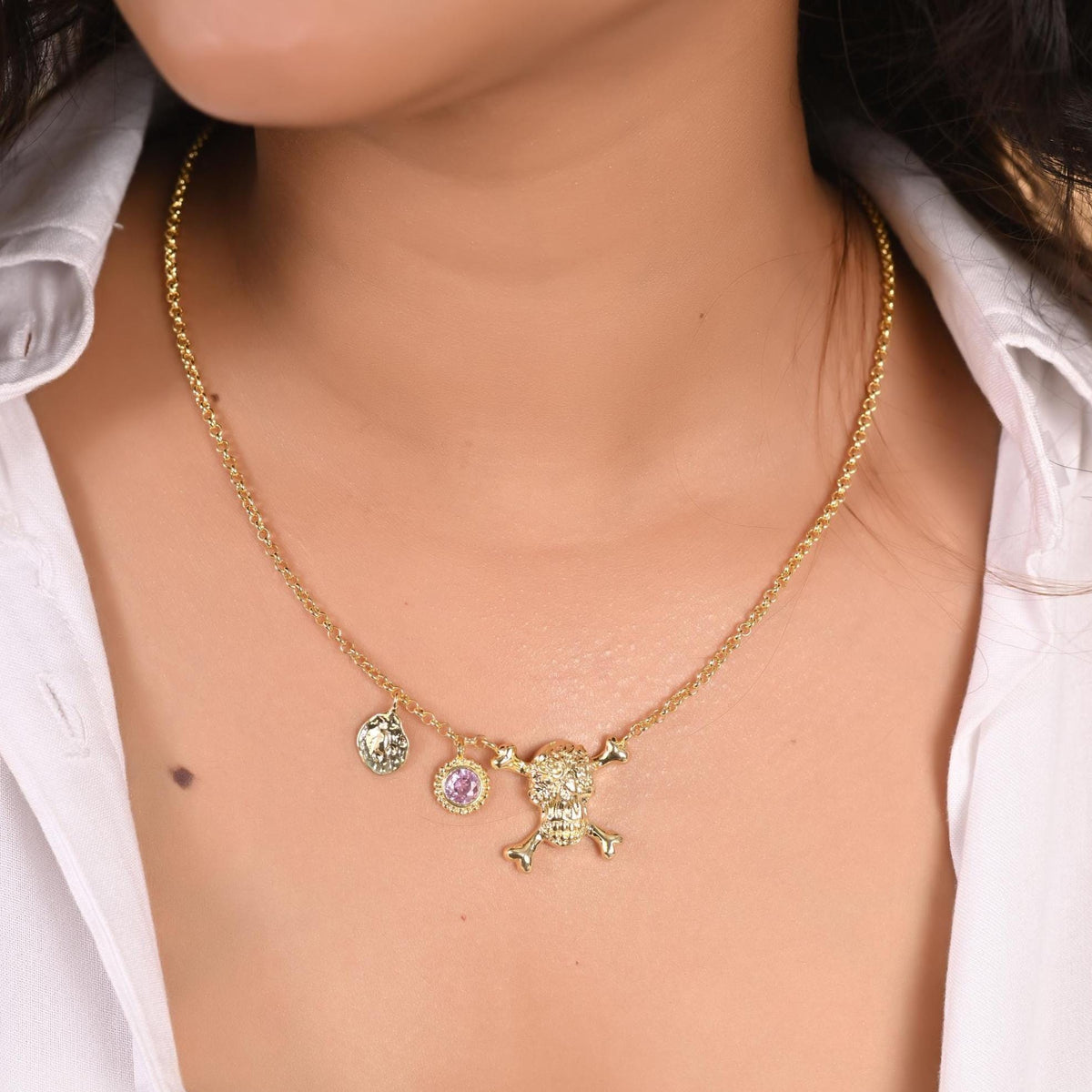 Custom Birthstone Initial Necklace: Personalized Gold Plated Brass Jewelry