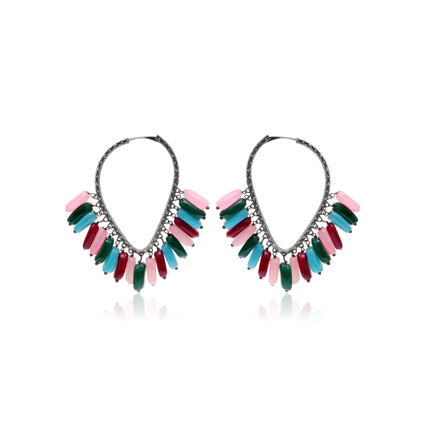 Tanusha Jewels Oxidised Hoop Earrings for Womens (Multicolour)