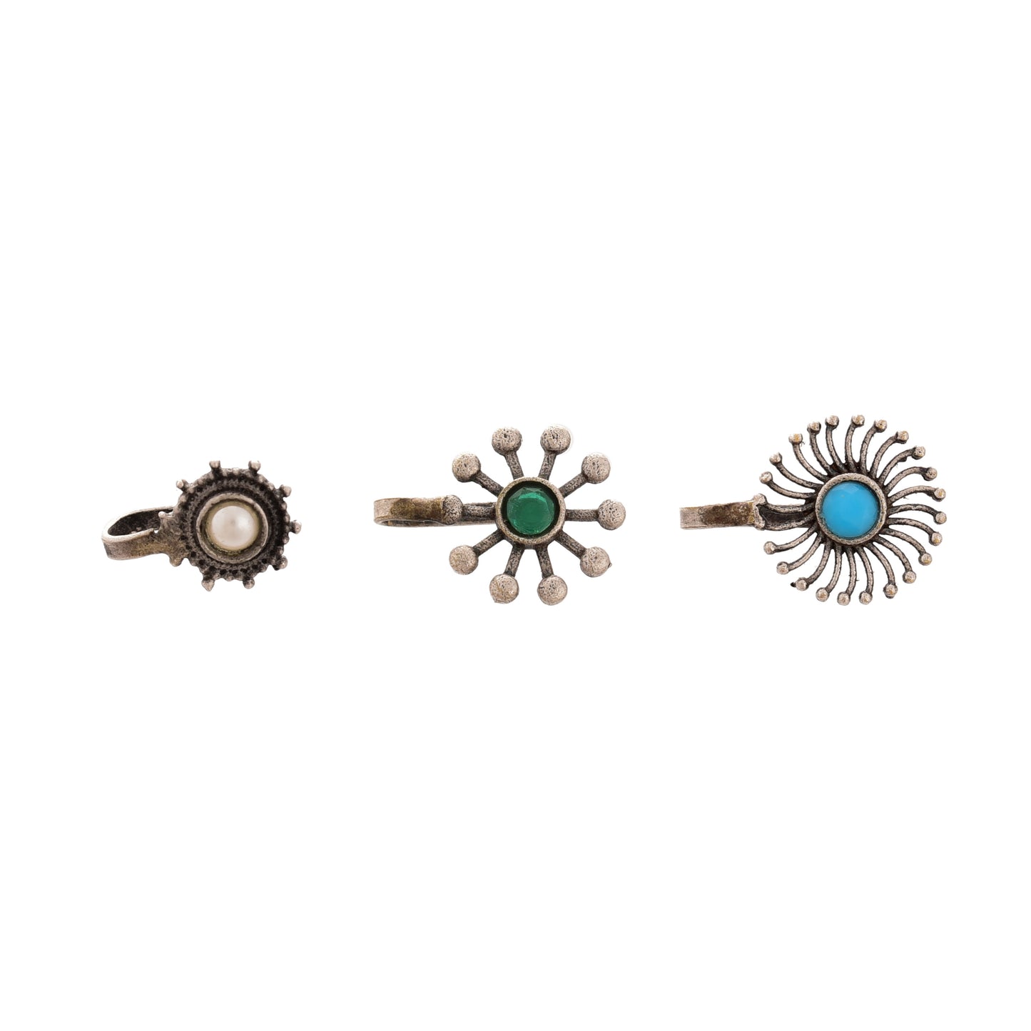 Tanusha Jewels Oxidised Finishing Clip On Nosepins for women (Pack of 3)